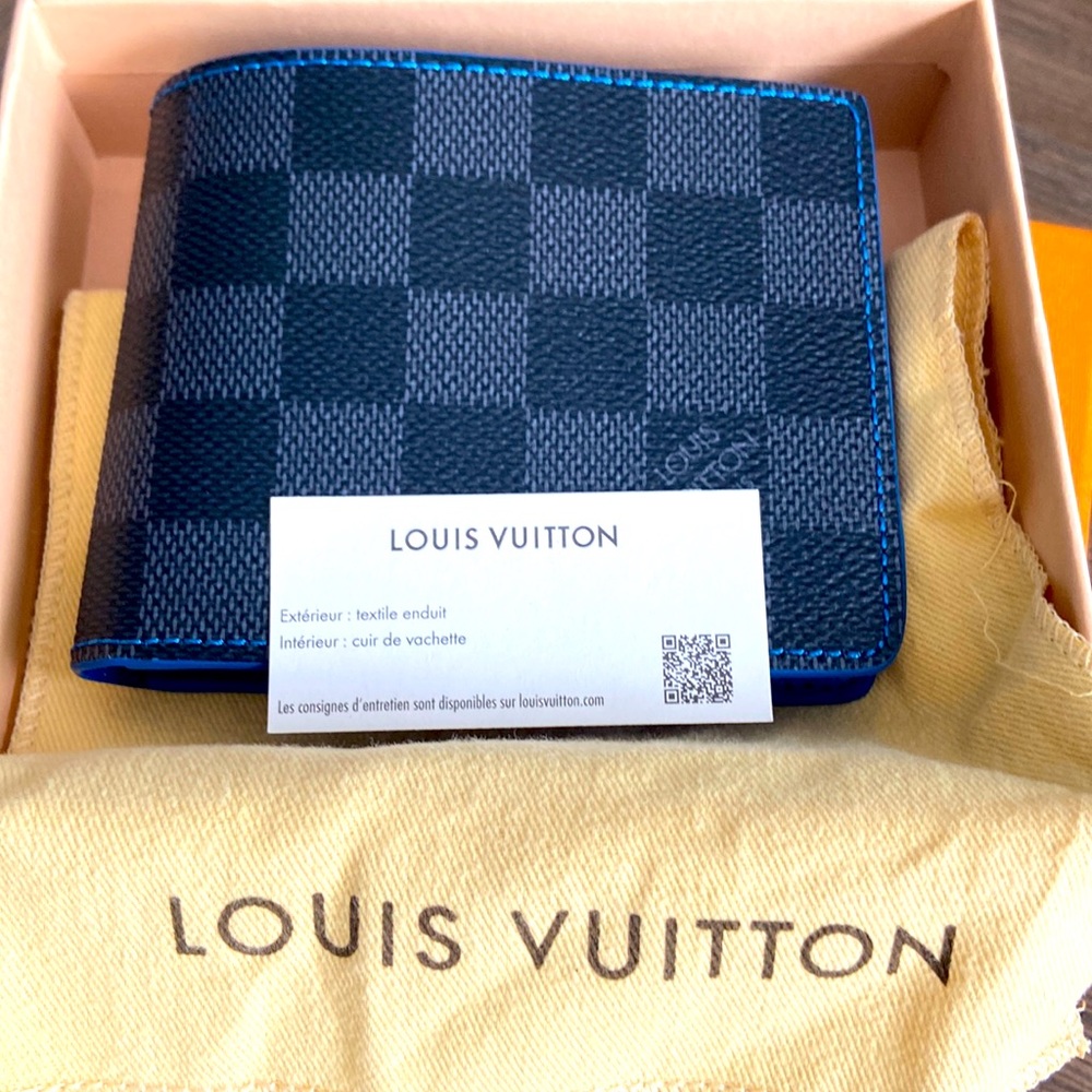 Authentic Louis Vuitton Damier Graphite Blue Wallet